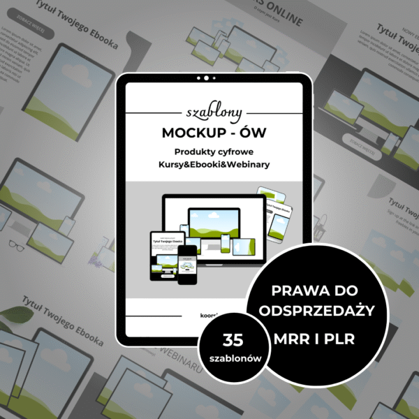 MOCKUPY (MRR I PLR) - Produkty cyfrowe, Kursy, Ebooki, Webinary